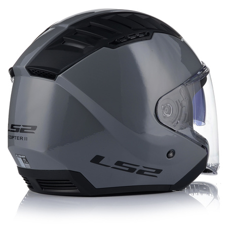 OTWARTY KASK MOTOCYKLOWY LS2 OF600 COOPTER II SZARY POŁYSK 22.06 + BLENDA