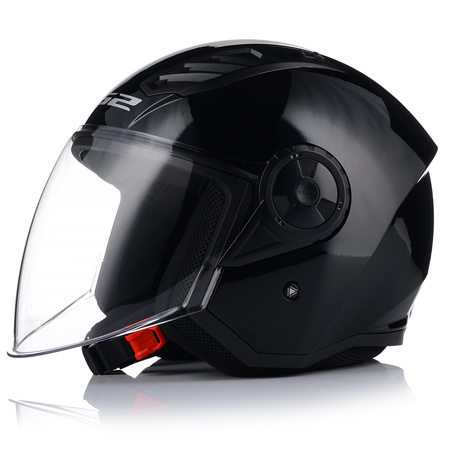 OTWARTY KASK MOTOCYKLOWY LS2 OF616 AIRFLOW II CZARNY POŁYSK SKUTER CHOPPER