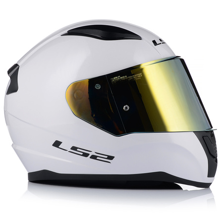 KASK MOTOCYKLOWY LS2 FF353 RAPID II BIAŁY POŁYSK ECE 22.06 + ZŁOTA SZYBA