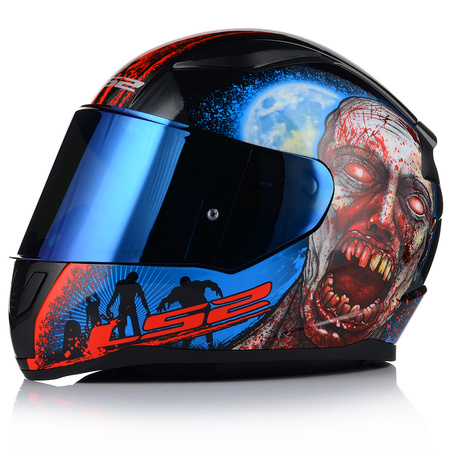KASK MOTOCYKLOWY LS2 FF353 RAPID II ZOMBIE 06 + NIEBIESKA LUSTRZANA SZYBA