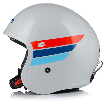 KASK MOTOCYKLOWY LS2 OF599 SPITFIRE RETRO BIAŁY + INTERKOM 1ST BLUETOOTH