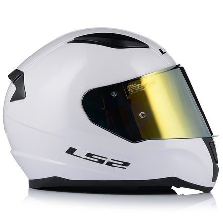 KASK MOTOCYKLOWY LS2 FF353 RAPID II BIAŁY POŁYSK ECE 22.06 + ZŁOTA SZYBA