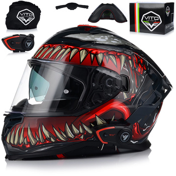 KASK MOTOCYKLOWY | VITO PRESTO MONSTER | INTEGRALNY + INTERKOM + BLENDA