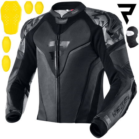 KURTKA MOTOCYKLOWA | REBELHORN REBEL BLACK | MĘSKA SKÓRZANA GARB  + GRATISY