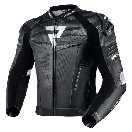 KURTKA MOTOCYKLOWA | REBELHORN VANDAL BLACK/WHT| MĘSKA SKÓRZANA + GRATISY