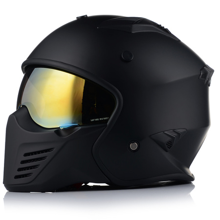 KASK MOTOCYKLOWY OTWARTY | VITO BRUZANO MATT | ODPINANA SZCZĘKA  + 2x SZYBA