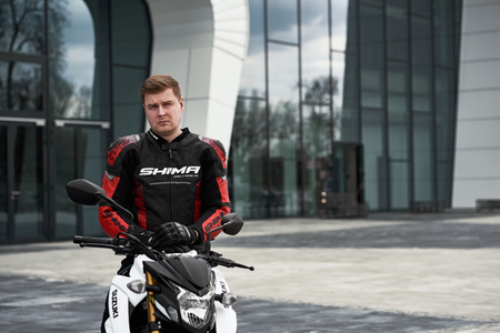 SPODNIE MOTOCYKLOWE | SHIMA STR 2.0 RED | MĘSKIE SKÓRZANE SPORTOWE + GRATIS