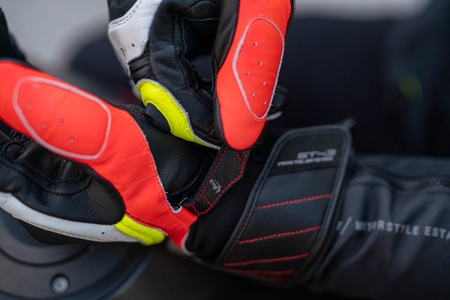 RĘKAWICE MOTOCYKLOWE | SHIMA ST-3 FLUO | DŁUGIE SKÓRZANE SPORTOWE + GRATIS