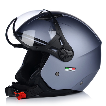 KASK MOTOCYKLOWY OTWARTY | VITO MODA | SZARY MAT SKUTER CHOPPER ECE 22.06 