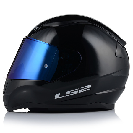 KASK MOTOCYKLOWY LS2 FF353 RAPID II CZARNY POŁYSK ECE 22.06 + NIEBIESKA SZYBA