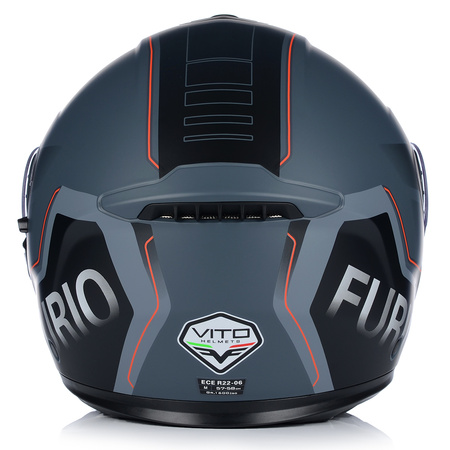 KASK MOTOCYKLOWY | VITO FURIO GREY MAT | BIAŁY SZCZĘKOWY + PINLOCK + BLENDA XL