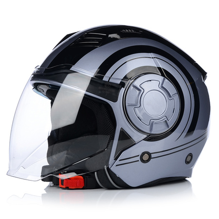 KASK MOTOCYKLOWY | VITO ISOLA GREY | OTWARTY POŁYSK SKUTER CHOPPER + BLENDA