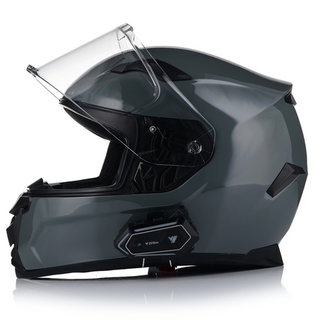 KASK MOTOCYKLOWY | VITO DUOMO | SZARY POŁYSK + INTERKOM 1ST BLUETOOTH