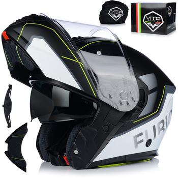 KASK MOTOCYKLOWY | VITO FURIO FLUO MAT | SZCZĘKOWY SYSTEM PINLOCK + BLENDA