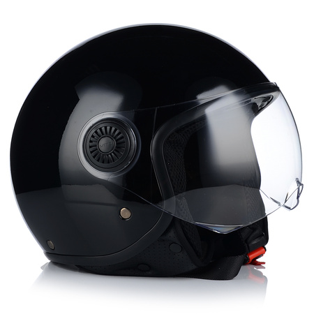 KASK MOTOCYKLOWY OTWARTY | VITO LORETO | CZARNY POŁYSK SKUTER CHOPPER ECE 22.06