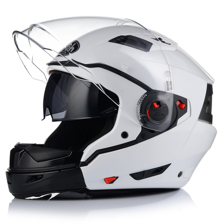 KASK MOTOCYKLOWY OTWARTY 2w1 AIROH EXECUTIVE BIAŁY ODPINANA SZCZĘKA +BLENDA