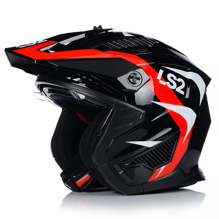 KASK MOTOCYKLOWY 4w1 LS2 OF606 TRIAL ODPINANA SZCZĘKA + DASZEK + 2x SZYBA