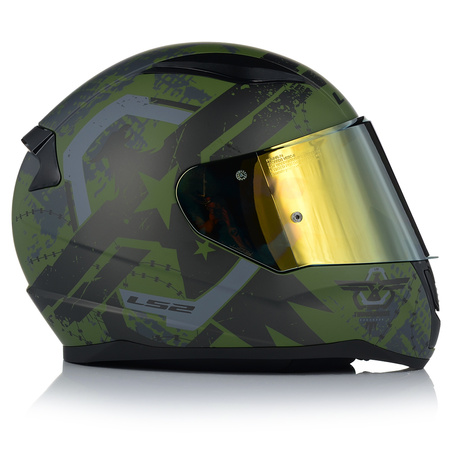 KASK MOTOCYKLOWY LS2 FF353 RAPID II THUNDER BIRDS 22.06 + ZŁOTA SZYBA