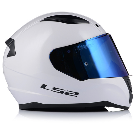 KASK MOTOCYKLOWY LS2 FF353 RAPID II BIAŁY POŁYSK ECE 22.06 + NIEBIESKA SZYBA