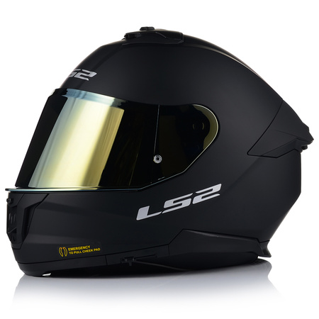 KASK MOTOCYKLOWY LS2 FF808 STREAM II CZARNY MAT BLENDA + LUSTRZANKA ZŁOTA