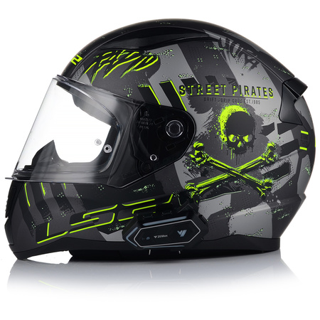 KASK MOTOCYKLOWY LS2 FF353 RAPID II PIRATES MAT + INTERKOM 1ST BLUETOOTH