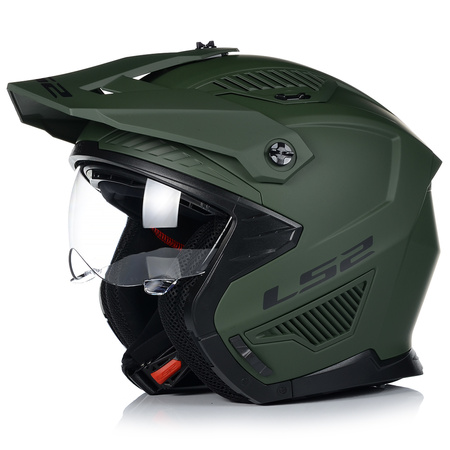 KASK MOTOCYKLOWY 4w1 LS2 OF606 MILI ODPINANA SZCZĘKA + DASZEK + 2xSZYBA