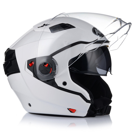 KASK MOTOCYKLOWY OTWARTY 2w1 AIROH EXECUTIVE BIAŁY ODPINANA SZCZĘKA +BLENDA