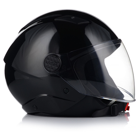 KASK MOTOCYKLOWY OTWARTY | VITO UNO | CZARNY POŁYSK SKUTER CHOPPER ECE 22.06