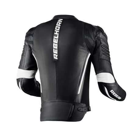 KURTKA MOTOCYKLOWA | REBELHORN VANDAL BLACK/WHT| MĘSKA SKÓRZANA + GRATISY