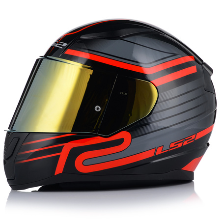 KASK MOTOCYKLOWY LS2 FF353 RAPID II CIRCUIT ECE 22.06 + ZŁOTA SZYBA