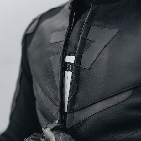 KURTKA MOTOCYKLOWA | REBELHORN FIGHTER BLACK | MĘSKA SKÓRZANA SPORT + GRATIS