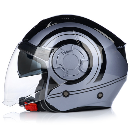 KASK MOTOCYKLOWY | VITO ISOLA GREY | OTWARTY POŁYSK SKUTER CHOPPER + BLENDA