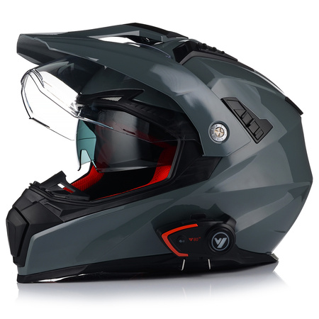 KASK MOTOCYKLOWY VITO MOLINO GREY ENDURO CROSS QUAD ATV + INTERKOM + BLENDA 2XL