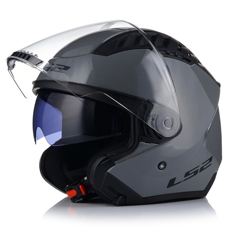 OTWARTY KASK MOTOCYKLOWY LS2 OF600 COOPTER II SZARY POŁYSK 22.06 + BLENDA