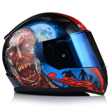KASK MOTOCYKLOWY LS2 FF353 RAPID II ZOMBIE 06 + NIEBIESKA LUSTRZANA SZYBA