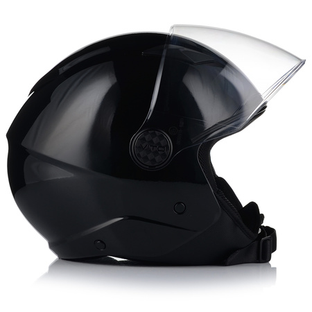 KASK MOTOCYKLOWY OTWARTY | VITO UNO | CZARNY POŁYSK SKUTER CHOPPER ECE 22.06