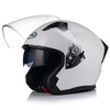 OTWARTY KASK MOTOCYKLOWY BIAŁY POŁYSK SKUTER CHOPPER + BLENDA + INTERKOM