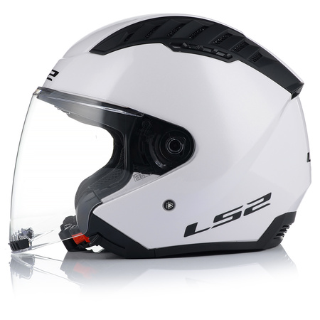 OTWARTY KASK MOTOCYKLOWY LS2 OF600 BIAŁY POŁYSK + INTERKOM BLUETOOTH