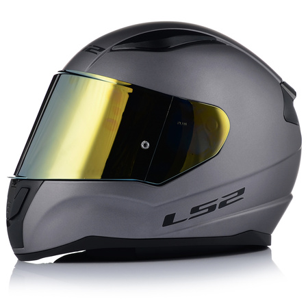 KASK MOTOCYKLOWY LS2 FF353 RAPID II SZARY MAT ECE 22.06 + ZŁOTA SZYBA