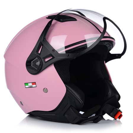 KASK MOTOCYKLOWY OTWARTY | VITO MODA RÓŻOWY | SKUTER CHOPPER DAMSKI