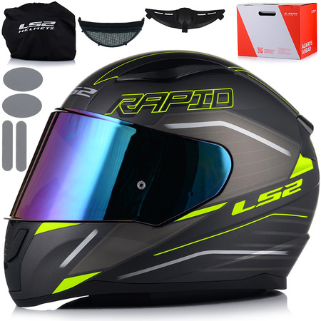 KASK MOTOCYKLOWY LS2 FF353 RAPID II ROKKU ECE 22.06 + TĘCZOWA SZYBA