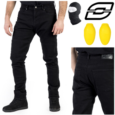 SPODNIE MOTOCYKLOWE | OZONE STRIKER SLIM FIT | MĘSKIE JEANSY CZARNE + GRATIS