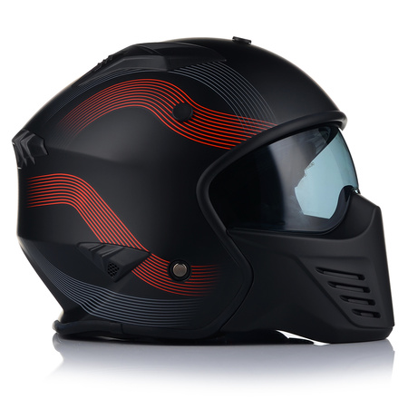 KASK MOTOCYKLOWY | VITO BRUZANO RED | OTWARTY + ODPINANA SZCZĘKA + BLENDA