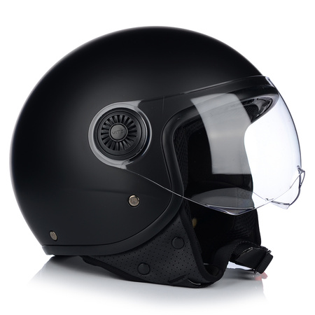 KASK MOTOCYKLOWY OTWARTY | VITO LORETO | CZARNY MAT SKUTER CHOPPER ECE 22.06