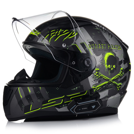 KASK MOTOCYKLOWY LS2 FF353 RAPID II PIRATES MAT + INTERKOM 1ST BLUETOOTH