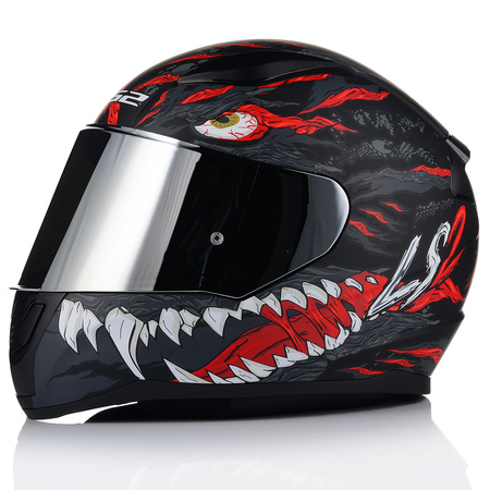 KASK MOTOCYKLOWY LS2 FF353 RAPID II KAIJU 06 + LUSTRZANKA SREBRNA SZYBA