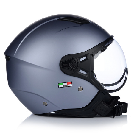 KASK MOTOCYKLOWY OTWARTY | VITO MODA | SZARY MAT SKUTER CHOPPER ECE 22.06 