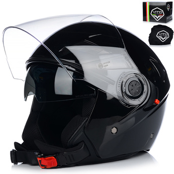 KASK MOTOCYKLOWY OTWARTY | VITO AMARO BLACK | POŁYSK SKUTER CHOPPER +BLENDA