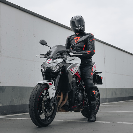 KURTKA MOTOCYKLOWA | REBELHORN FIGHTER BLACK | MĘSKA SKÓRZANA SPORT + GRATIS