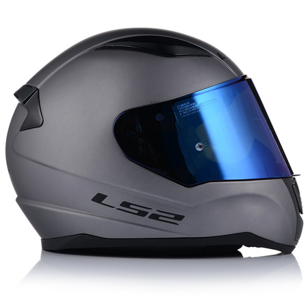 KASK MOTOCYKLOWY LS2 FF353 RAPID II SZARY MAT ECE 22.06 + NIEBIESKA SZYBA